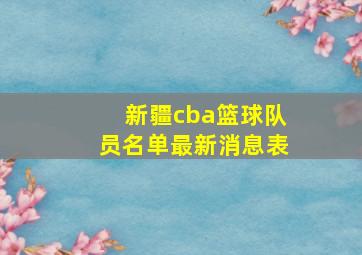 新疆cba篮球队员名单最新消息表