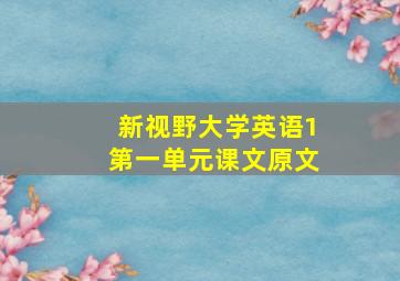 新视野大学英语1第一单元课文原文