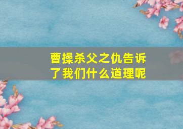 曹操杀父之仇告诉了我们什么道理呢