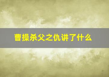 曹操杀父之仇讲了什么