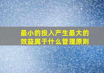 最小的投入产生最大的效益属于什么管理原则