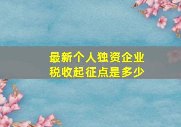 最新个人独资企业税收起征点是多少