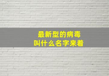 最新型的病毒叫什么名字来着