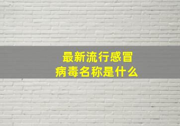 最新流行感冒病毒名称是什么