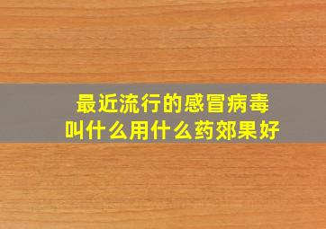 最近流行的感冒病毒叫什么用什么药郊果好