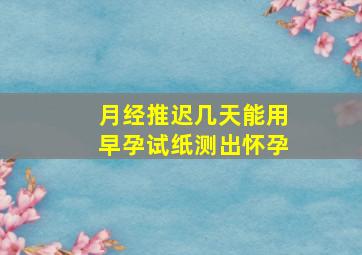 月经推迟几天能用早孕试纸测出怀孕