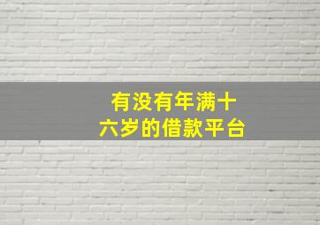 有没有年满十六岁的借款平台