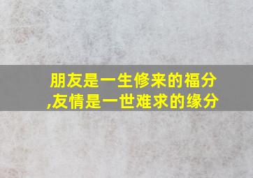 朋友是一生修来的福分,友情是一世难求的缘分