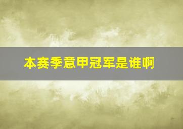 本赛季意甲冠军是谁啊