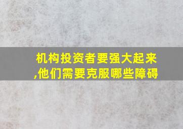 机构投资者要强大起来,他们需要克服哪些障碍