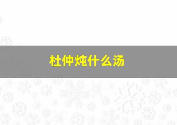 杜仲炖什么汤