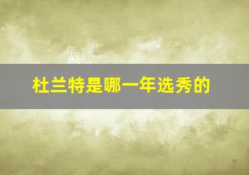 杜兰特是哪一年选秀的