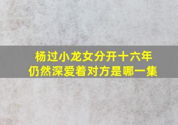 杨过小龙女分开十六年仍然深爱着对方是哪一集