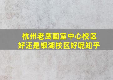 杭州老鹰画室中心校区好还是银湖校区好呢知乎