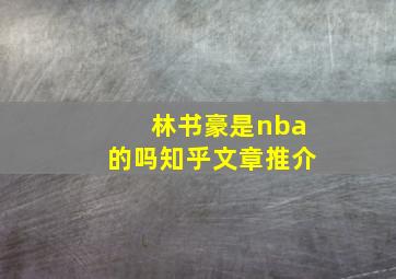 林书豪是nba的吗知乎文章推介