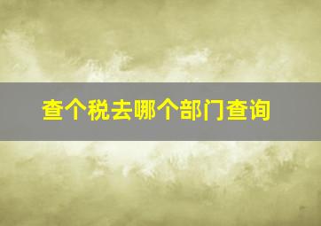 查个税去哪个部门查询