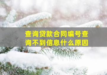 查询贷款合同编号查询不到信息什么原因