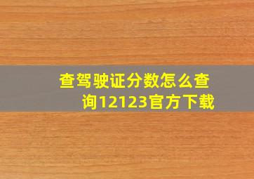 查驾驶证分数怎么查询12123官方下载