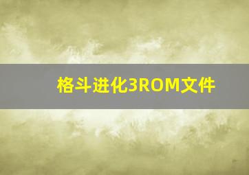 格斗进化3ROM文件