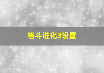 格斗进化3设置