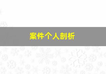 案件个人剖析