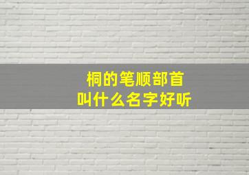 桐的笔顺部首叫什么名字好听