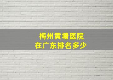 梅州黄塘医院在广东排名多少