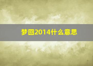 梦回2014什么意思