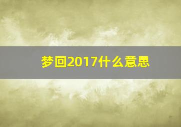 梦回2017什么意思