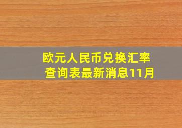 欧元人民币兑换汇率查询表最新消息11月