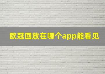 欧冠回放在哪个app能看见