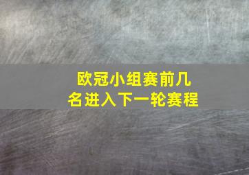 欧冠小组赛前几名进入下一轮赛程