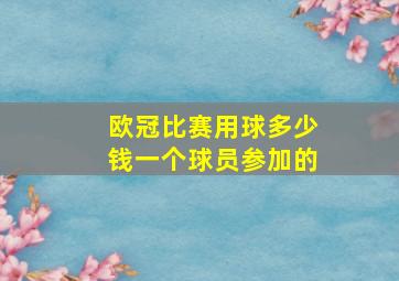 欧冠比赛用球多少钱一个球员参加的