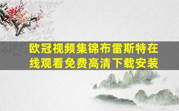 欧冠视频集锦布雷斯特在线观看免费高清下载安装