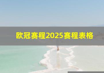 欧冠赛程2025赛程表格