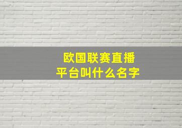 欧国联赛直播平台叫什么名字