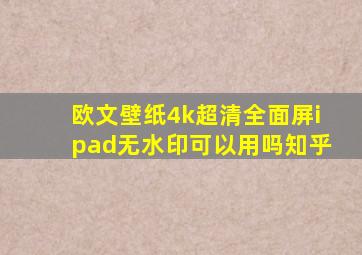 欧文壁纸4k超清全面屏ipad无水印可以用吗知乎