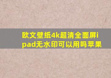 欧文壁纸4k超清全面屏ipad无水印可以用吗苹果