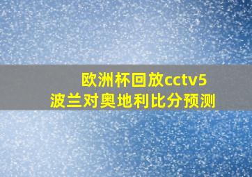 欧洲杯回放cctv5波兰对奥地利比分预测