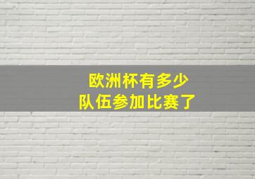 欧洲杯有多少队伍参加比赛了