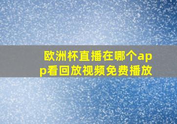 欧洲杯直播在哪个app看回放视频免费播放