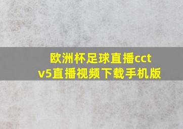 欧洲杯足球直播cctv5直播视频下载手机版