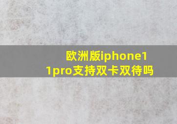 欧洲版iphone11pro支持双卡双待吗