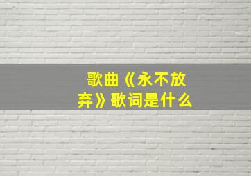 歌曲《永不放弃》歌词是什么