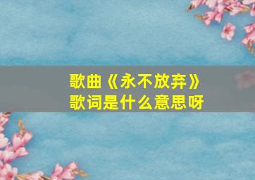 歌曲《永不放弃》歌词是什么意思呀