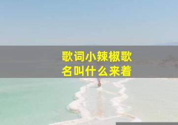 歌词小辣椒歌名叫什么来着