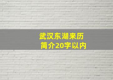 武汉东湖来历简介20字以内