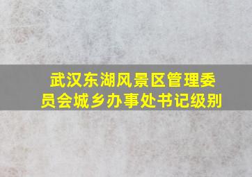 武汉东湖风景区管理委员会城乡办事处书记级别