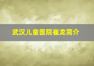 武汉儿童医院崔龙简介