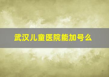 武汉儿童医院能加号么